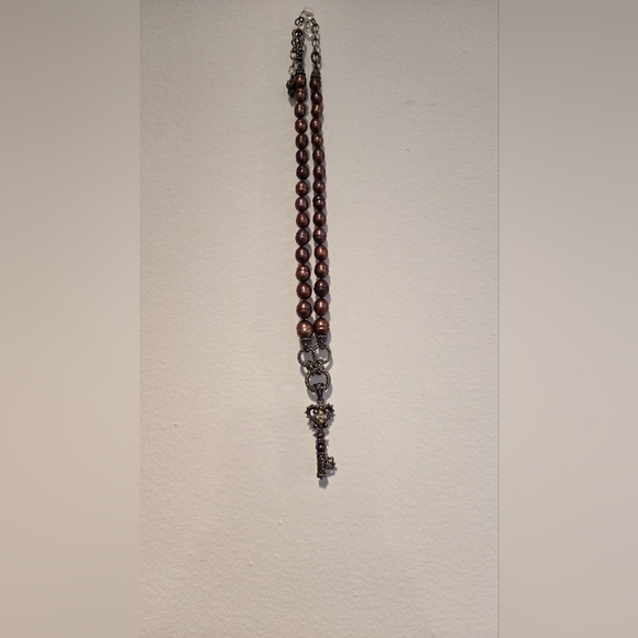 Barbara Bixby 18k and Sterling Chocolate Pearl KEY Enhancer Necklace - Picture 3 of 3